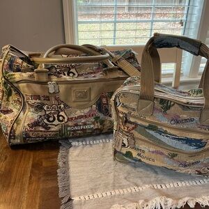 Pioneer Express Route 66 Tapestry Travel Bag Set Duffel & Carry on